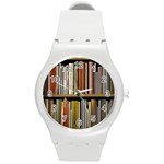 Book Nook Books Bookshelves Comfortable Cozy Literature Library Study Reading Reader Reading Nook Ro Round Plastic Sport Watch (M)