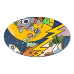 Astronaut Moon Monsters Spaceship Universe Space Cosmos Oval Magnet