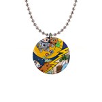 Astronaut Moon Monsters Spaceship Universe Space Cosmos 1  Button Necklace