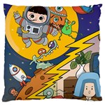 Astronaut Moon Monsters Spaceship Universe Space Cosmos Large Premium Plush Fleece Cushion Case (One Side)