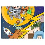 Astronaut Moon Monsters Spaceship Universe Space Cosmos Two Sides Premium Plush Fleece Blanket (Baby Size)