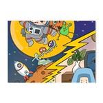 Astronaut Moon Monsters Spaceship Universe Space Cosmos Crystal Sticker (A4)