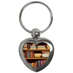 Book Nook Books Bookshelves Comfortable Cozy Literature Library Study Reading Room Fiction Entertain Key Chain (Heart)