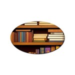 Book Nook Books Bookshelves Comfortable Cozy Literature Library Study Reading Room Fiction Entertain Sticker (Oval)