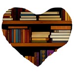 Book Nook Books Bookshelves Comfortable Cozy Literature Library Study Reading Room Fiction Entertain Large 19  Premium Heart Shape Cushions