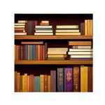 Book Nook Books Bookshelves Comfortable Cozy Literature Library Study Reading Room Fiction Entertain Square Satin Scarf (30  x 30 )