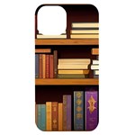 Book Nook Books Bookshelves Comfortable Cozy Literature Library Study Reading Room Fiction Entertain iPhone 14 Black UV Print Case