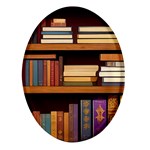 Book Nook Books Bookshelves Comfortable Cozy Literature Library Study Reading Room Fiction Entertain Oval Glass Fridge Magnet (4 pack)