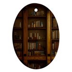 Books Book Shelf Shelves Knowledge Book Cover Gothic Old Ornate Library Oval Ornament (Two Sides)