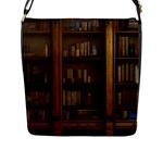 Books Book Shelf Shelves Knowledge Book Cover Gothic Old Ornate Library Flap Closure Messenger Bag (L)