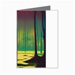 Nature Swamp Water Sunset Spooky Night Reflections Bayou Lake Mini Greeting Card
