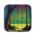 Nature Swamp Water Sunset Spooky Night Reflections Bayou Lake Square Metal Box (Black)