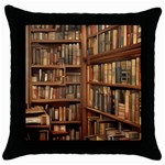 Room Interior Library Books Bookshelves Reading Literature Study Fiction Old Manor Book Nook Reading Throw Pillow Case (Black)