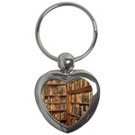 Room Interior Library Books Bookshelves Reading Literature Study Fiction Old Manor Book Nook Reading Key Chain (Heart)