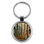 woodland woods forest trees nature outdoors mist moon background artwork book Key Chain (Round)