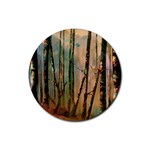 woodland woods forest trees nature outdoors mist moon background artwork book Rubber Round Coaster (4 pack)