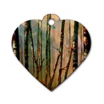 woodland woods forest trees nature outdoors mist moon background artwork book Dog Tag Heart (Two Sides)