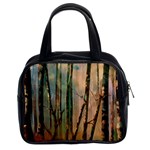 woodland woods forest trees nature outdoors mist moon background artwork book Classic Handbag (Two Sides)