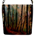 woodland woods forest trees nature outdoors mist moon background artwork book Flap Closure Messenger Bag (S)