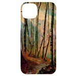 woodland woods forest trees nature outdoors mist moon background artwork book iPhone 14 Plus Black UV Print Case