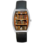 Room Interior Library Books Bookshelves Reading Literature Study Fiction Old Manor Book Nook Reading Barrel Style Metal Watch