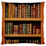 Room Interior Library Books Bookshelves Reading Literature Study Fiction Old Manor Book Nook Reading Large Premium Plush Fleece Cushion Case (One Side)