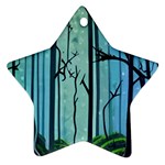 Nature Outdoors Night Trees Scene Forest Woods Light Moonlight Wilderness Stars Star Ornament (Two Sides)