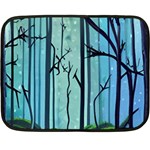 Nature Outdoors Night Trees Scene Forest Woods Light Moonlight Wilderness Stars Two Sides Fleece Blanket (Mini)