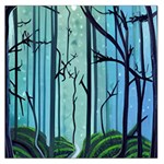 Nature Outdoors Night Trees Scene Forest Woods Light Moonlight Wilderness Stars Square Satin Scarf (36  x 36 )