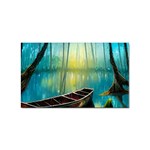 Swamp Bayou Rowboat Sunset Landscape Lake Water Moss Trees Logs Nature Scene Boat Twilight Quiet Sticker (Rectangular)
