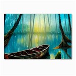 Swamp Bayou Rowboat Sunset Landscape Lake Water Moss Trees Logs Nature Scene Boat Twilight Quiet Postcards 5  x 7  (Pkg of 10)