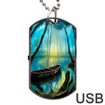 Swamp Bayou Rowboat Sunset Landscape Lake Water Moss Trees Logs Nature Scene Boat Twilight Quiet Dog Tag USB Flash (Two Sides)