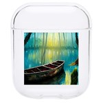 Swamp Bayou Rowboat Sunset Landscape Lake Water Moss Trees Logs Nature Scene Boat Twilight Quiet Hard PC AirPods 1/2 Case