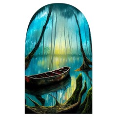 Swamp Bayou Rowboat Sunset Landscape Lake Water Moss Trees Logs Nature Scene Boat Twilight Quiet Microwave Oven Glove from ArtsNow.com Back
