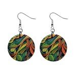 Outdoors Night Setting Scene Forest Woods Light Moonlight Nature Wilderness Leaves Branches Abstract Mini Button Earrings