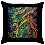 Outdoors Night Setting Scene Forest Woods Light Moonlight Nature Wilderness Leaves Branches Abstract Throw Pillow Case (Black)