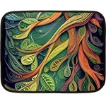 Outdoors Night Setting Scene Forest Woods Light Moonlight Nature Wilderness Leaves Branches Abstract Fleece Blanket (Mini)