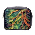 Outdoors Night Setting Scene Forest Woods Light Moonlight Nature Wilderness Leaves Branches Abstract Mini Toiletries Bag (Two Sides)