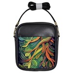 Outdoors Night Setting Scene Forest Woods Light Moonlight Nature Wilderness Leaves Branches Abstract Girls Sling Bag