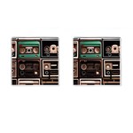 Retro Electronics Old Antiques Texture Wallpaper Vintage Cassette Tapes Retrospective Cufflinks (Square)