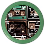 Retro Electronics Old Antiques Texture Wallpaper Vintage Cassette Tapes Retrospective Color Wall Clock