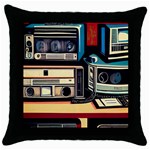 Radios Tech Technology Music Vintage Antique Old Throw Pillow Case (Black)