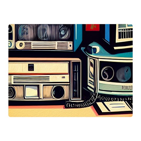 Radios Tech Technology Music Vintage Antique Old Two Sides Premium Plush Fleece Blanket (Mini) from ArtsNow.com 35 x27  Blanket Front