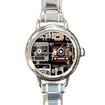 Retro Cameras Old Vintage Antique Technology Wallpaper Retrospective Round Italian Charm Watch