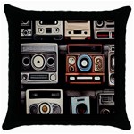 Retro Cameras Old Vintage Antique Technology Wallpaper Retrospective Throw Pillow Case (Black)