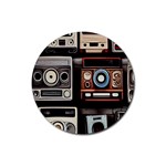 Retro Cameras Old Vintage Antique Technology Wallpaper Retrospective Rubber Round Coaster (4 pack)