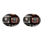 Retro Cameras Old Vintage Antique Technology Wallpaper Retrospective Cufflinks (Oval)