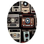 Retro Cameras Old Vintage Antique Technology Wallpaper Retrospective UV Print Acrylic Ornament Oval