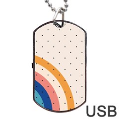 Abstract Geometric Bauhaus Polka Dots Retro Memphis Rainbow Dog Tag USB Flash (Two Sides) from ArtsNow.com Front