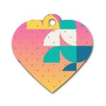 Abstract Geometric Bauhaus Polka Dots Retro Memphis Art Dog Tag Heart (Two Sides)